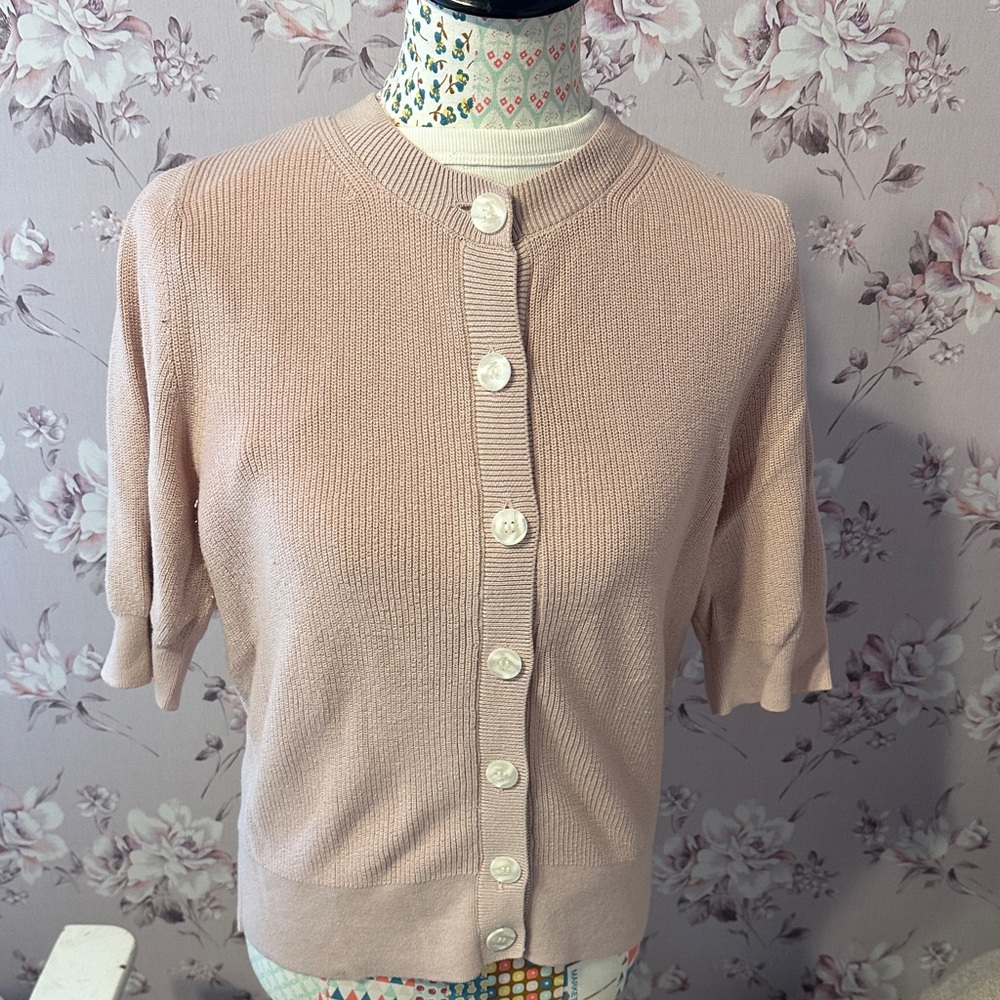 Ann Taylor Soft Pink Button-Up Cardigan